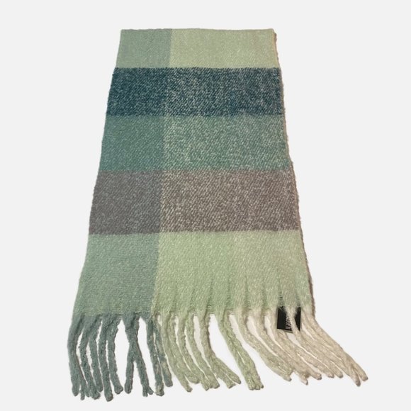 Steve Madden Lime Striped Plaid Muffler - Picture 4 of 16